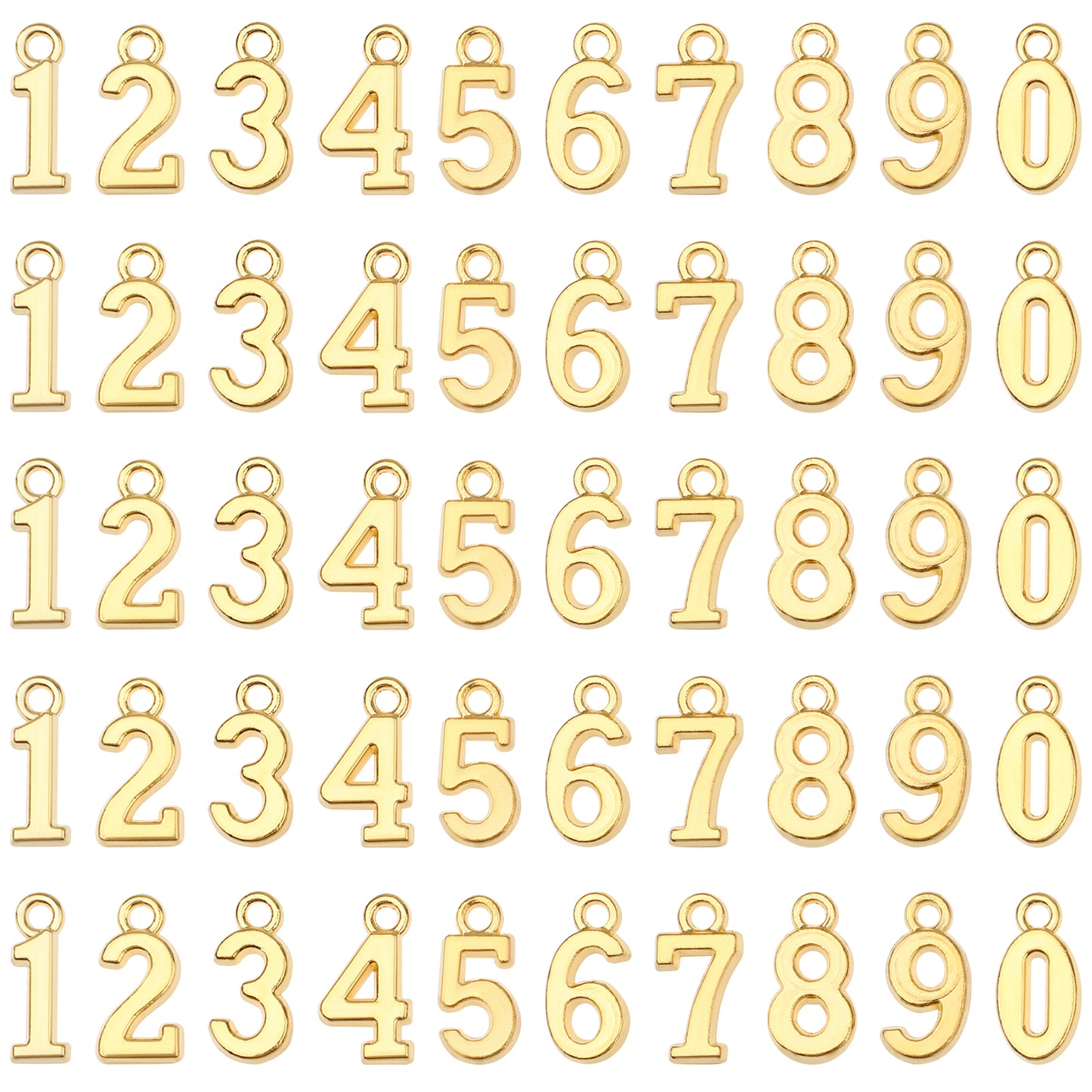 RAHHLIZS 50 Pcs Gold Number Charms for Jewelry Making Metal Number Pendant Gold Plated Numbers Charms for DIY Craft Necklace Earring Jewelry Keychains