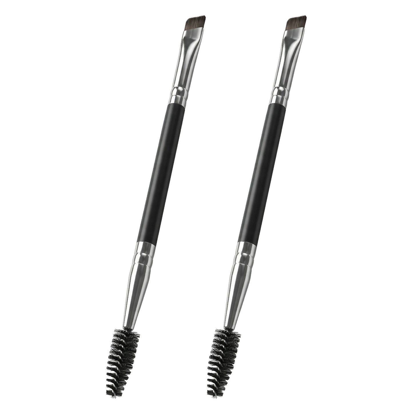 Dual-Ended Eyebrow Brush, Angled Eyebrow Brush and Eyeliner Brushes for Precision Makeup Application (Black)