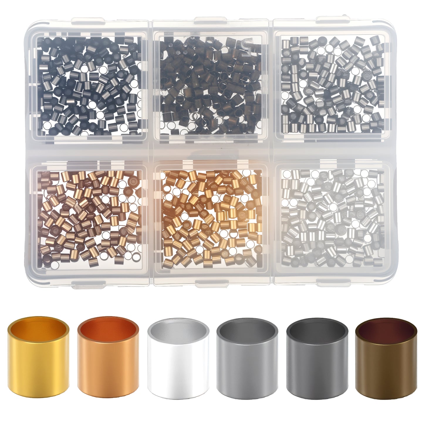 Tyqour 1200 PCS Crimp Beads Crimping Beads for Jewelry Making 2x2 Mm Crimping Beads for Necklace Earring Pendant DIY Gift Making (6 Colors)
