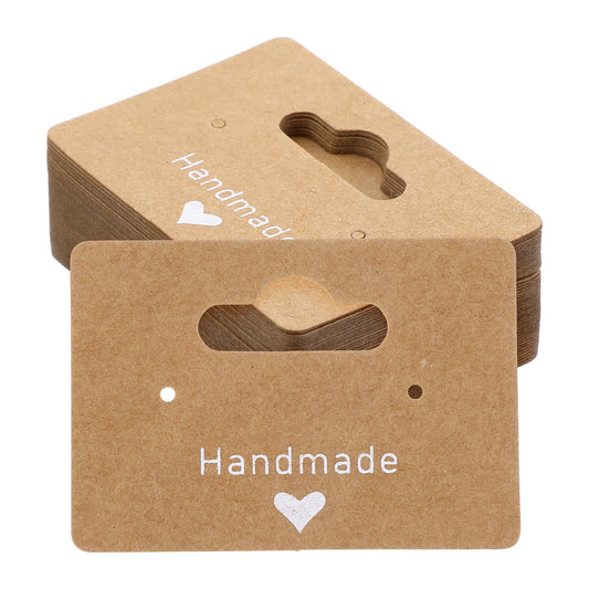 100 Pcs Earring Display Cards 1.96x1.37 Inch Brown Paper Earring Holder Cards with 2 Holes Hanging Jewelry Display Tags Blank Paper Tags for Selling Jewelry DIY Crafts Retail Women