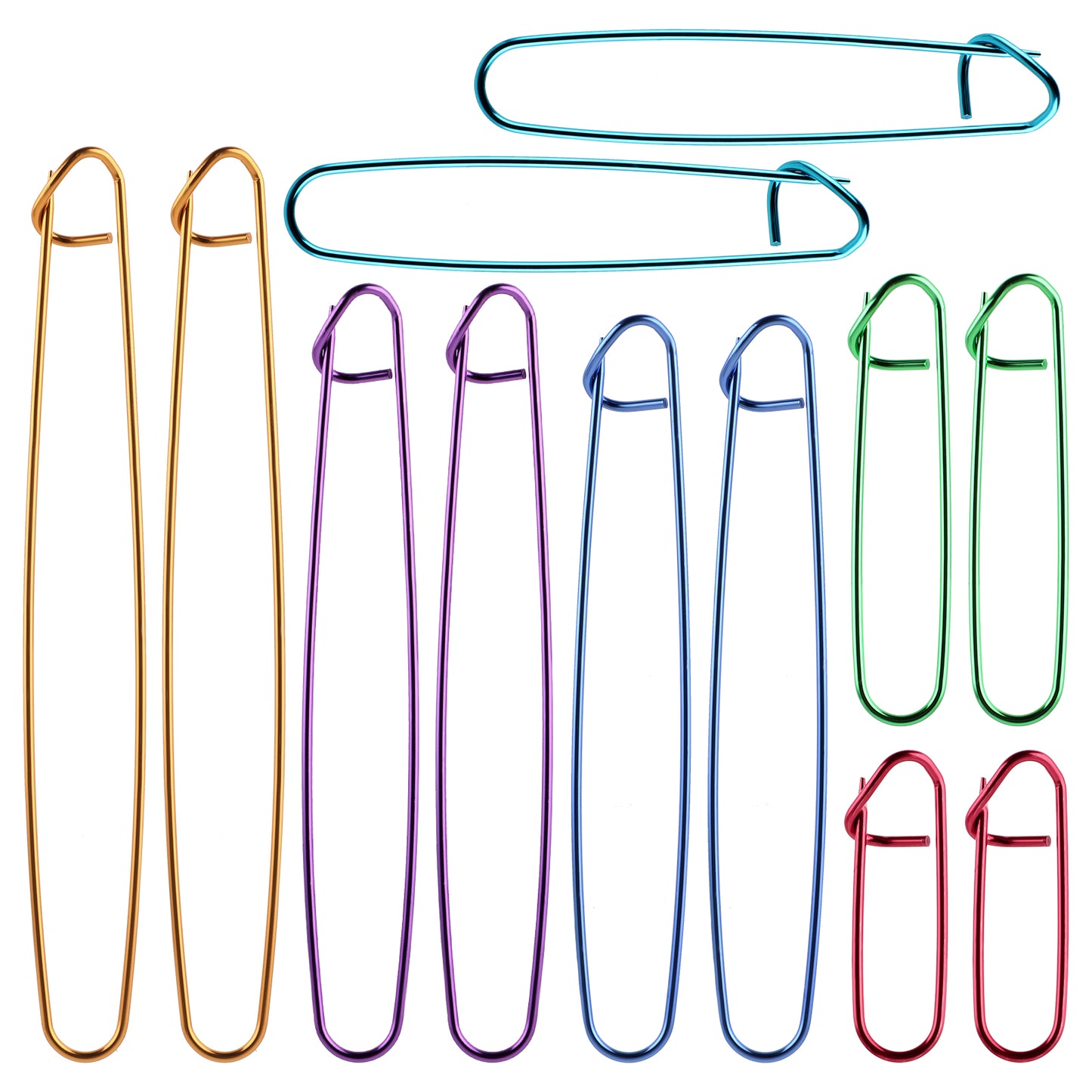 12 pcs Knitting Stitch Holders Aluminum, Colorful Yarn Stitch Holder Versatile Knitting Crochet Hook Practical Needle Holders for Quilting Sewing (6 Sizes)