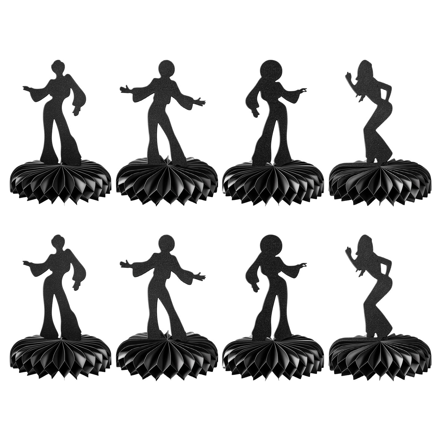 Nogeqi 8PCS Disco Party Decorations, Black Glitter 70s Theme Party Decorations Table Centerpieces for Music Theme Rock Pop Concert Birthday Table Decoration Supplies