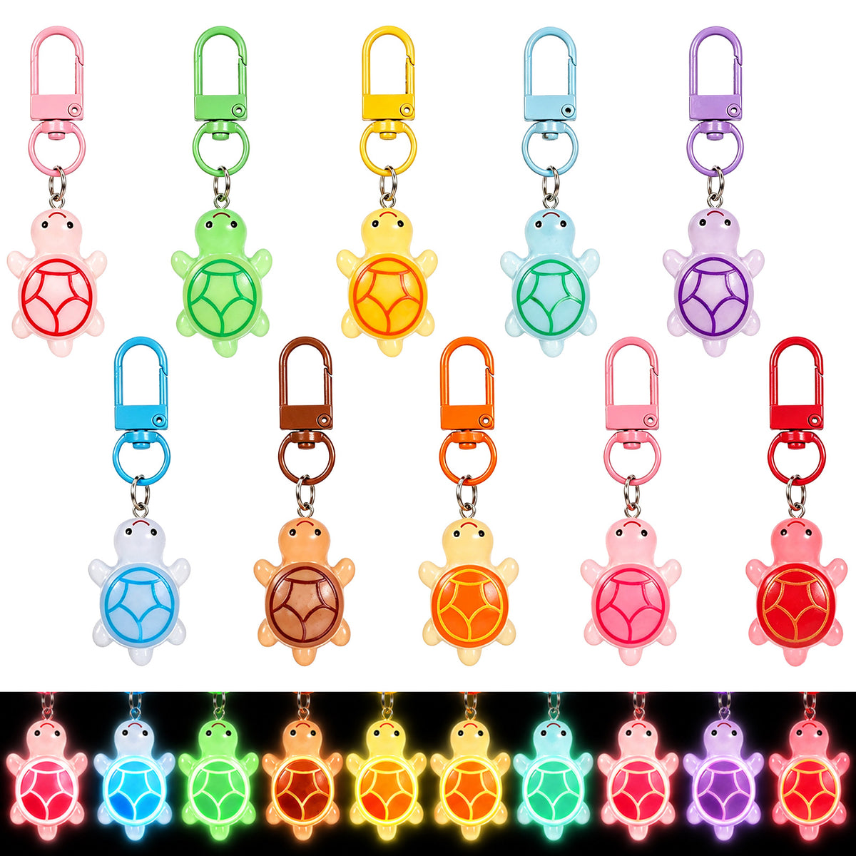 Ymapinc 10Pcs Turtle Keychain Set, Cute Resin Small Turtle Keyring Bulk