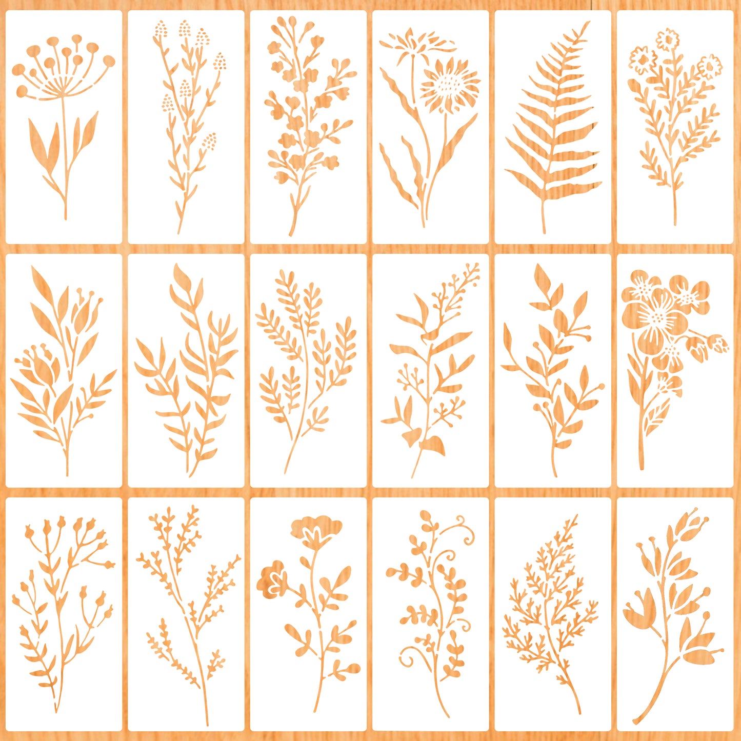 18 Sheet Stencils for Crafts Reusable, Ymapinc Flower & Leaf Stencils for Painting, Wall Stencil for Painting, Furniture & Journal, Embroidery, Paint Stencil for Walls, DIY Home Decor Templates