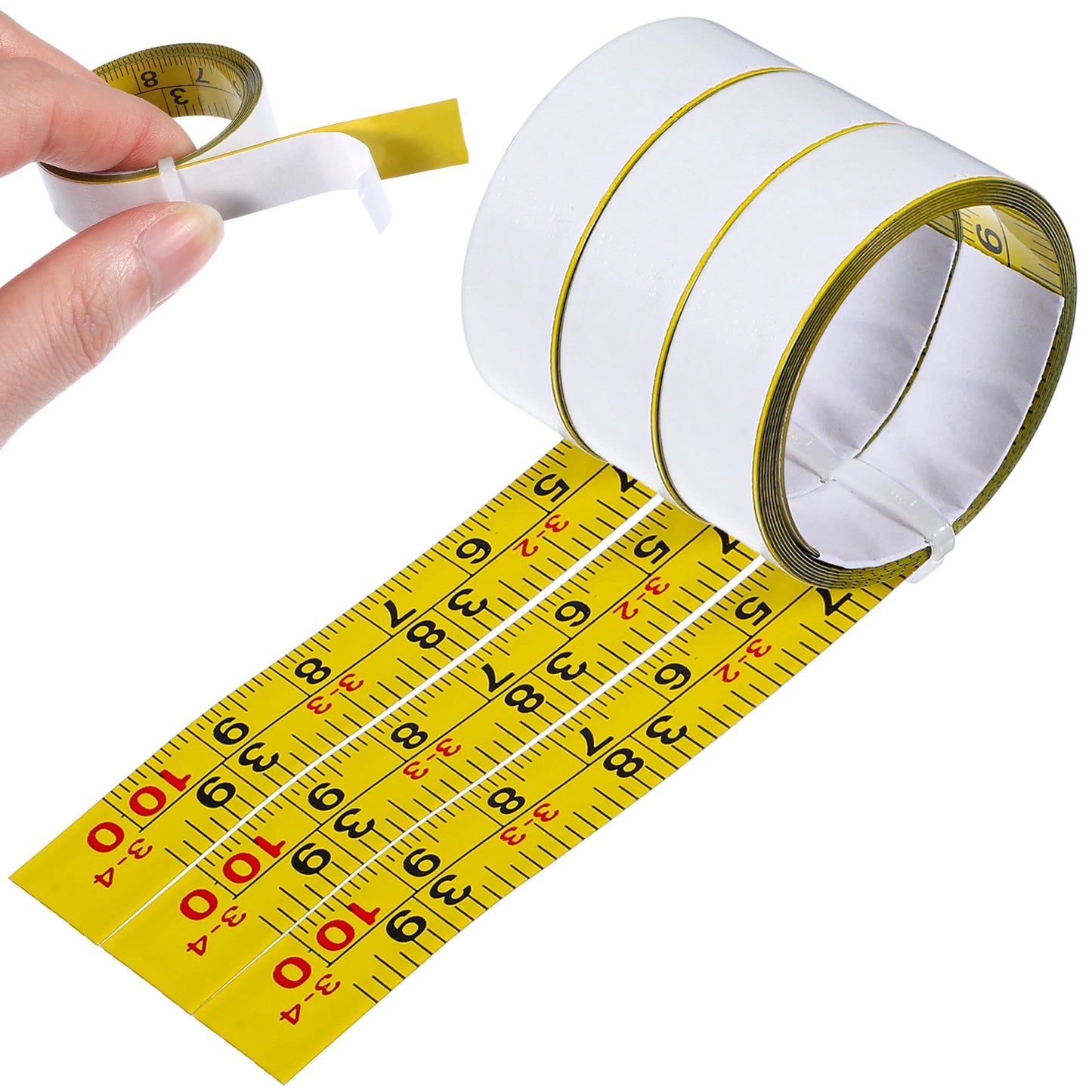 3PCS Self-Adhesive Measuring Tape, 100cm/39inch Steel Imperial Metric Tape Measure Sticker Ruler, Left to Right and Right to Left Stick for Workbench Woodworking, Table Saw, Drafting Table Yellow