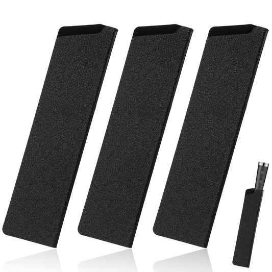 3 Pcs Knife Covers or Sleeves Abs Universal Knife Edge Guard Set for 8.66 Inch Chef Flocking Sheaths for Kitchen Durable Mercer Bread Case Non-Toxic and Food Safe, Black