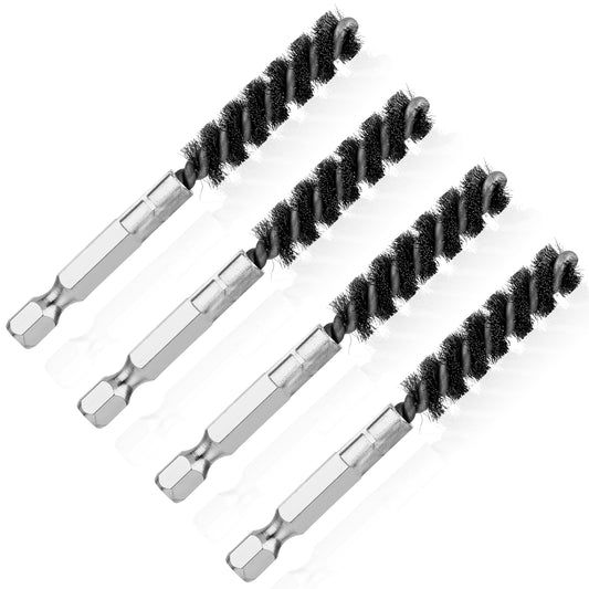 Teaaha 4PCS Golf Clubs Head Hosel Brush, Stainless Steel Golf Shaft Ferrules Wire Bore Brushes Hex Shank Handle Electric Drill Wire Brush for Deeply Clean Debris Dust Glue in Golfs Club Hosel Holes