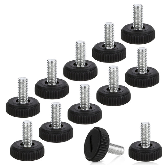 12 PCS Furniture Leveling Feet Adjustable 6mm Thread Furniture Feet Levelers, Heavy Duty Leveling Feets Screw on for Table Cabinets Chairs Bar Stool Desk Dresser Wood Legs (M6)