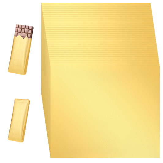 100 Pcs Chocolate Wrappers Packaging Chocolate Bar Wrapper Chocolates Foil Wrappers with Thick Paper Backing for Candies Gifts Homemade Candy Women Festival Gift Gold 5.9× 5.9 Inches