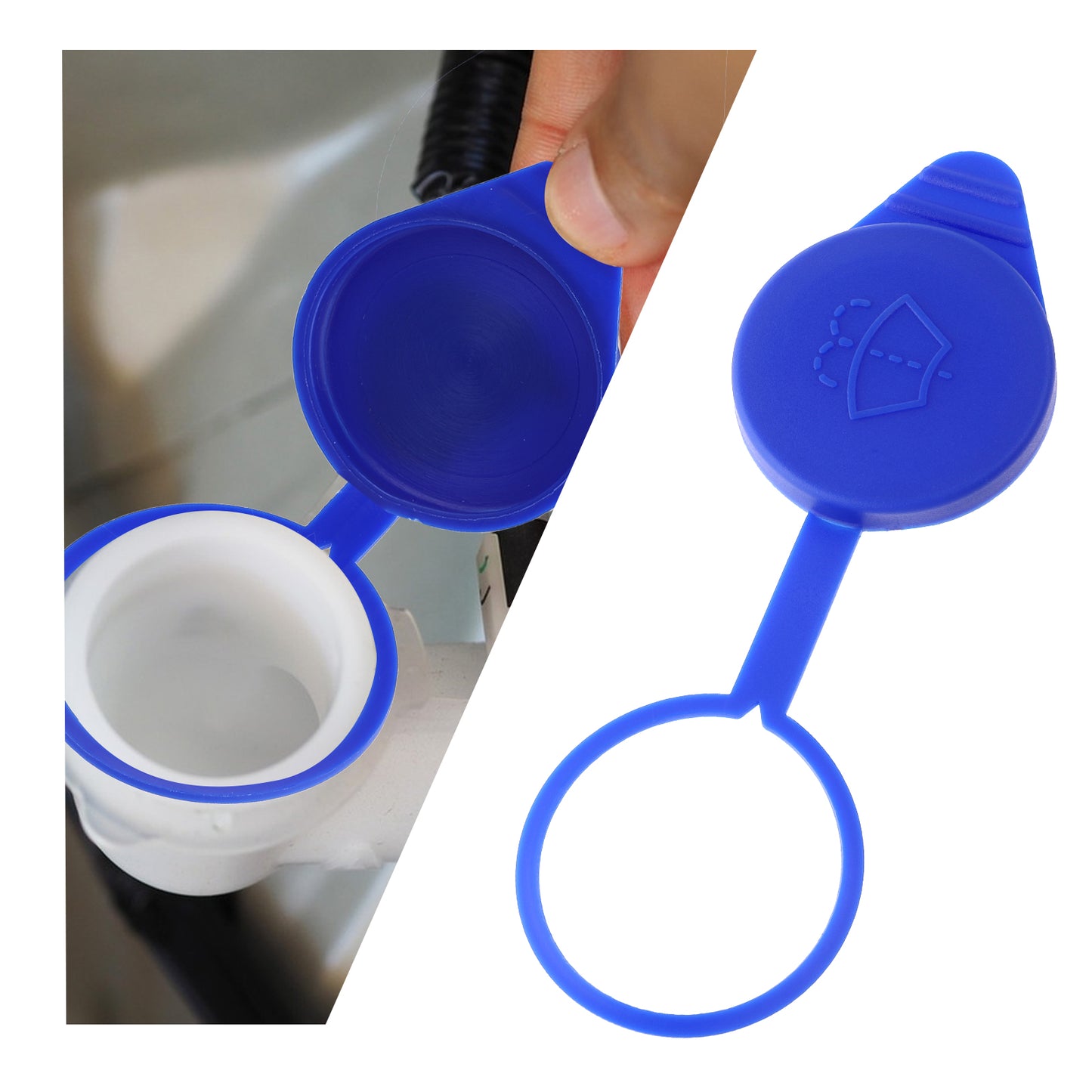 2PCS Washer Fluid Cap Windshield Wiper Reservoir Tank Bottle Caps for Ford Focus 2012-2018, Automotive Wiper Accessories Replacement Car Windshield Washer Fluid Cap Oem Cp9z-17a605-A Cp9z17a605a (2)