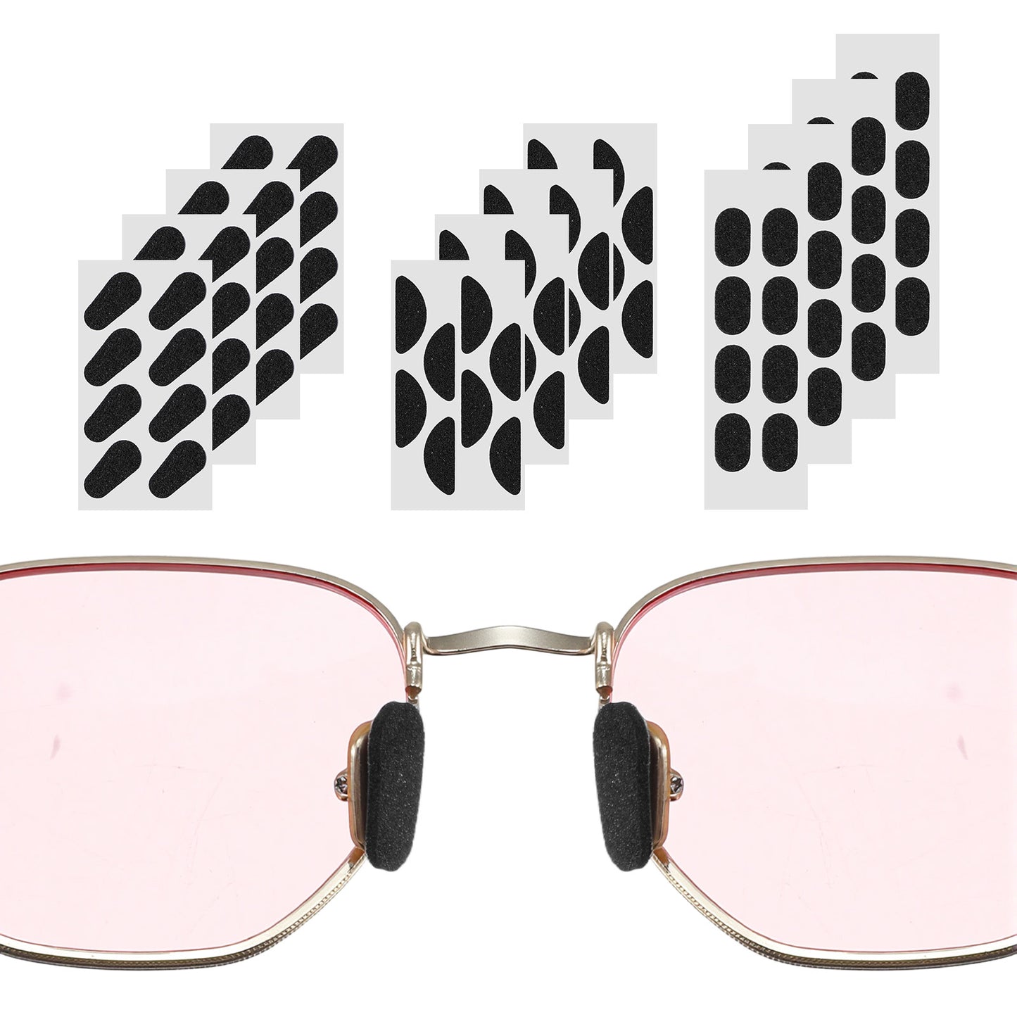 Mabor 48 Pairs Nose Pads for Glasses, EVA Foam 3 Shapes Non-Slip Eyeglass Nose Grips, Soft Adhesive Cushions for Sunglasses