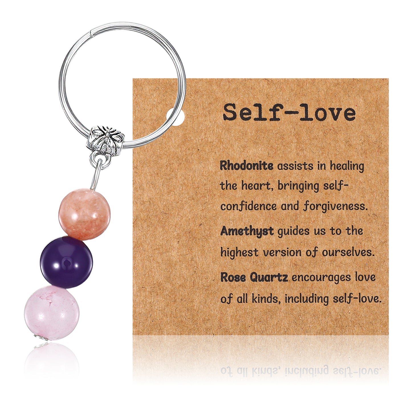 Nogeqi Crystals Keychain Gift, Inspiration Keyring Good Luck Bag Charms New Beginnings Reminder Gift For Her He Hug Gifts Self Love Women Girl Best Friend