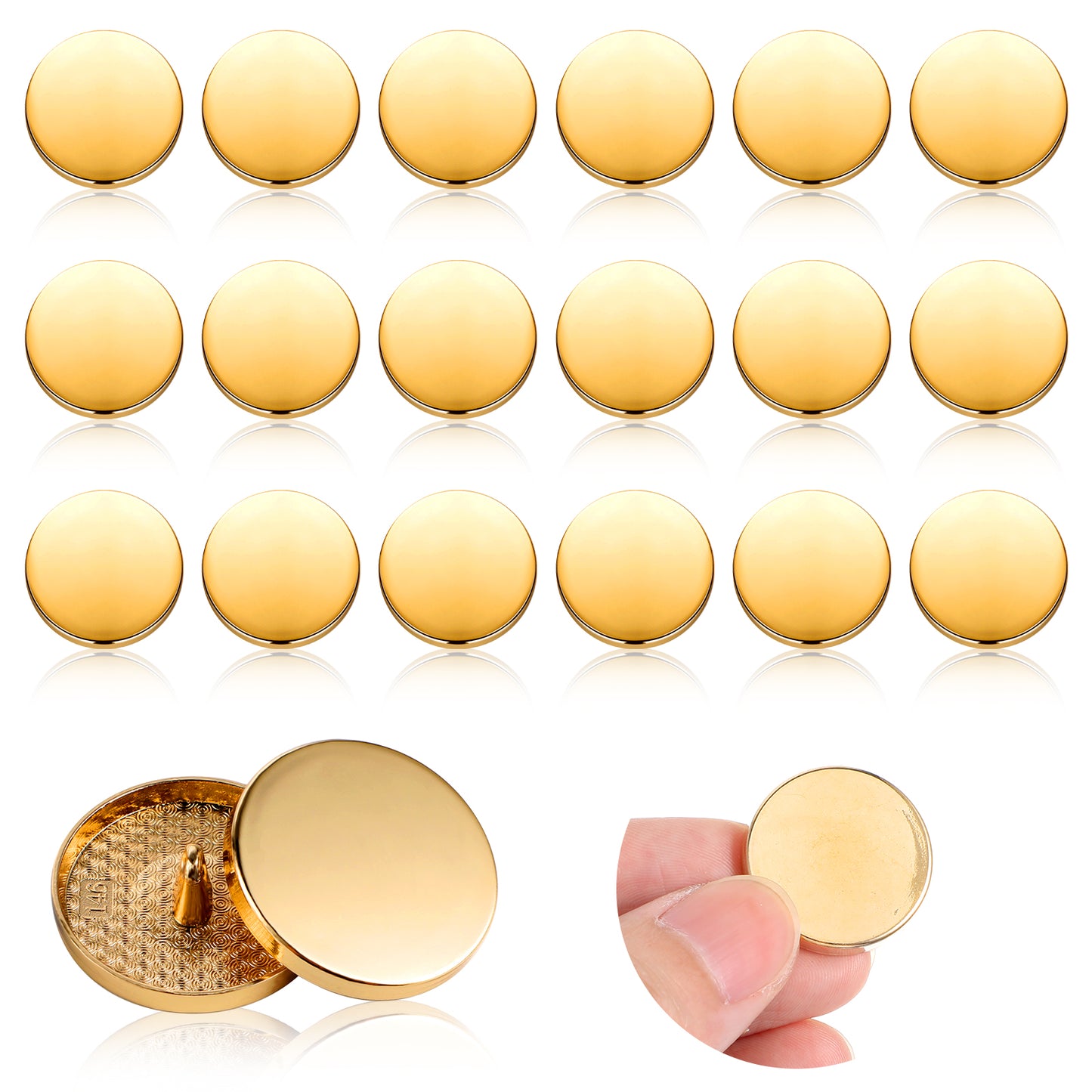 18pcs Gold Buttons for Blazer 25mm Metal Flat Button for Clothes Coat Buttons Round Shaped Golden Sewing Button for Suit Coat Shirt Jackets Craft
