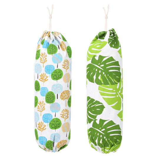 2 Pcs Plastic Bag Holder Lightweight Grocery Bag Holder For Plastic Bags Wall Mount Floral Plastic Bag Storage Organizer Reusable Grocery Bag Organizer For Kitchen Pantry