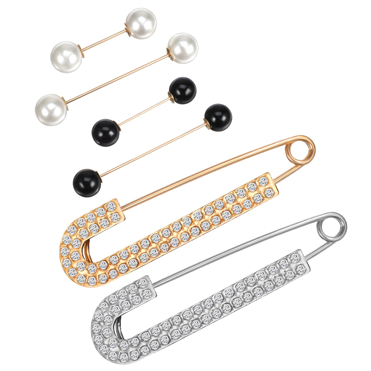 Sorcristy 6 PCS Brooches and Pins for Women, Pearl Brooch Shawl Pin Set Dress Sweater Clips Retro Shirt Clips Decorative Scarf Pins Waist Cincher Clip for Cardigans Hats and Clothing