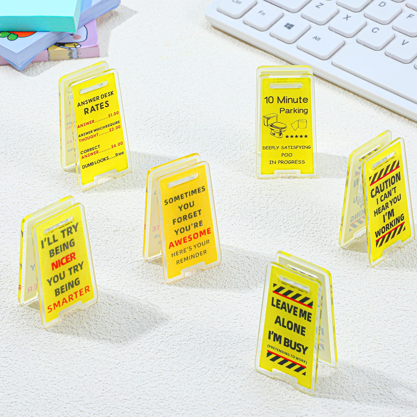 6 Pcs Sticky Note Holder Clips,Ymapinc Funny Desk Signs Cute Desk Decor, Fun Work Office Accessories Funny Gifts for Teacher Colleague Nurses Women's Perfect Ornaments & Office Supplies