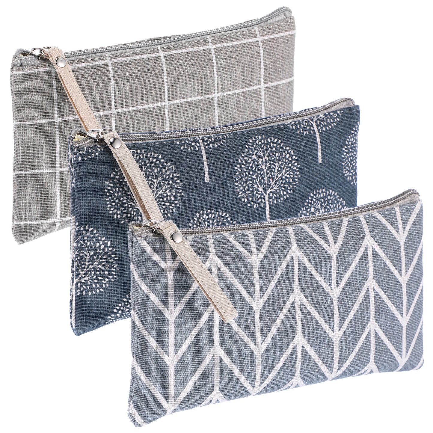 3 PCS Canvas Cosmetic Bag for Purse, Multi-Function Small Zipper Makeup Bag Travel Cute Makeup Pouch Cosmetic Pouch for Women Girls Vacation Travel Toiletry Bags