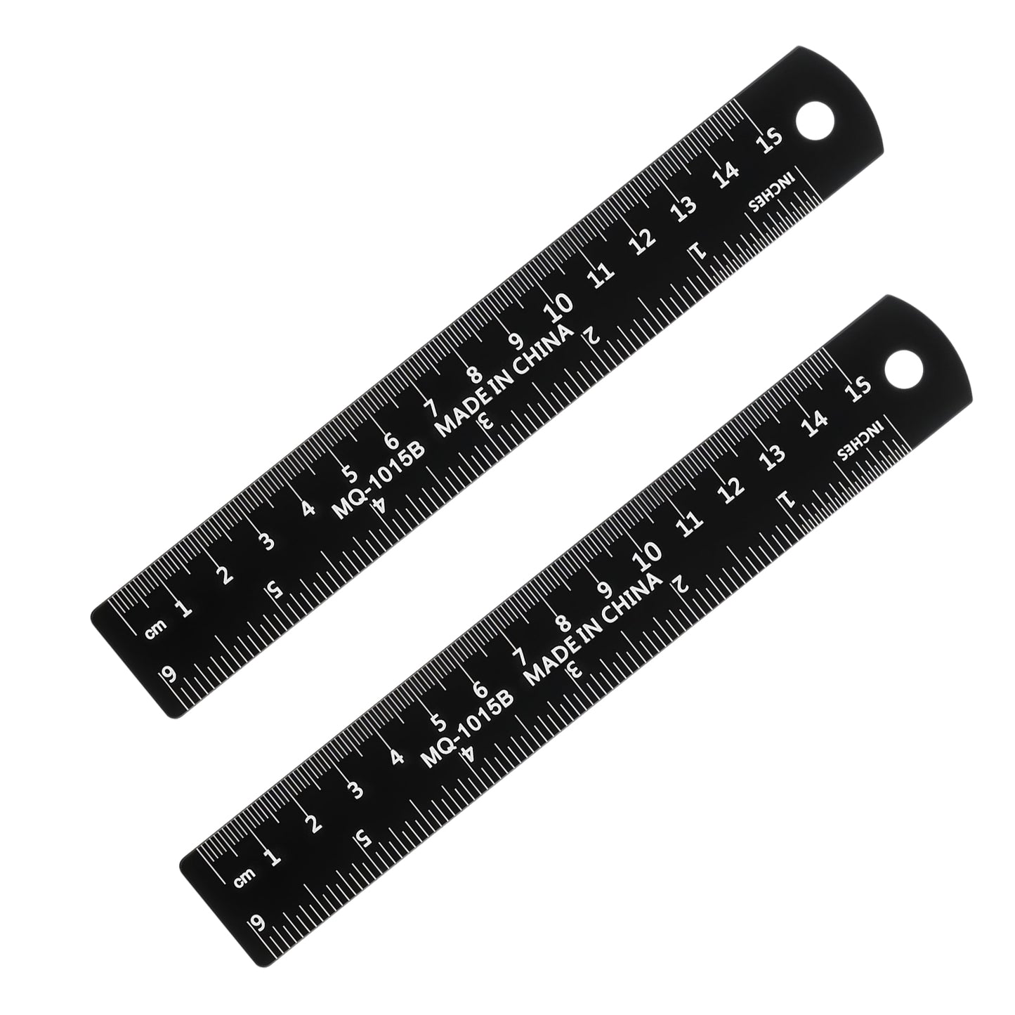 2 Pcs Straight Edge Ruler Metal Ruler Aluminum Rulers with Metric and Imperial Measurement 0.98 Inch Straight Edge Rulers with Inch to MM Conversion Table for Students Machinist and Drafting Black