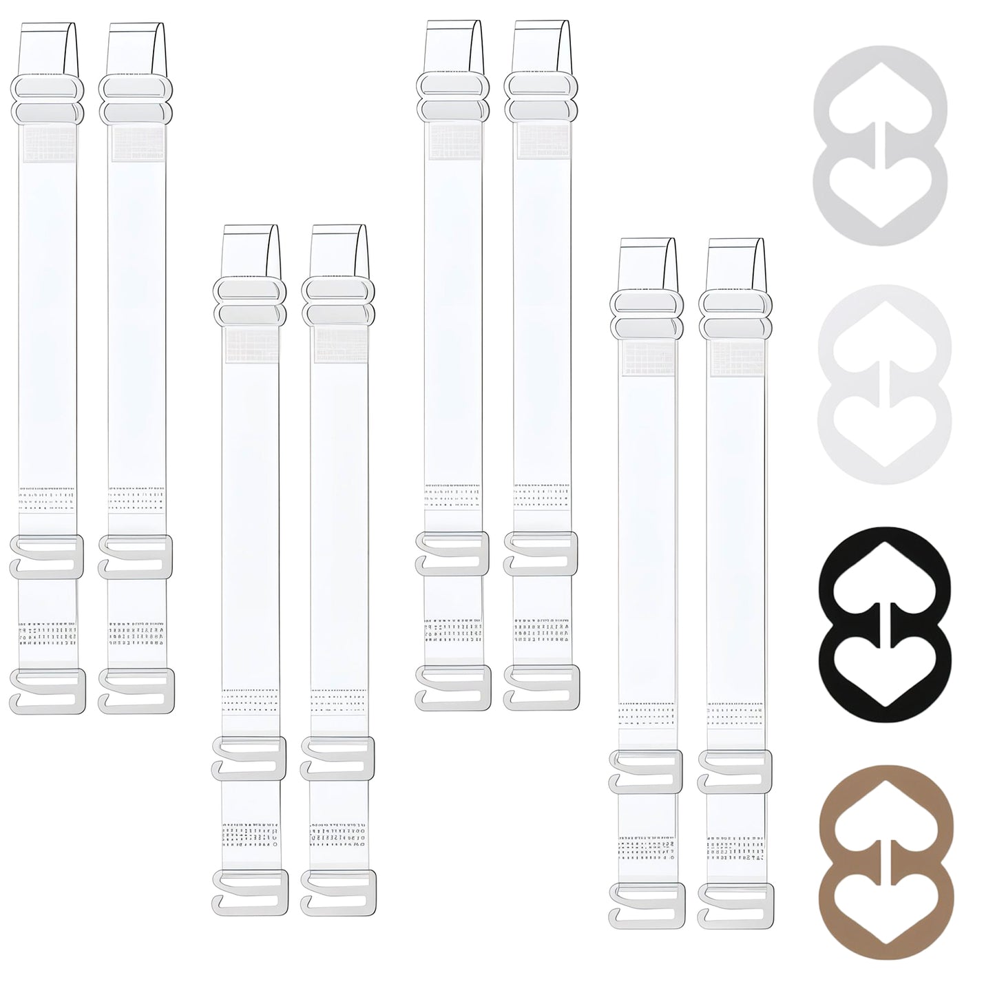 Ouligay 4 Pairs Clear Bra Straps for Women, Clear Bra Straps Clips, Adjustable Bra Straps, Transparent Invisible Bra Strap Clips to Make Racerback, Non-Slip Bra Strap for Strapless Bra