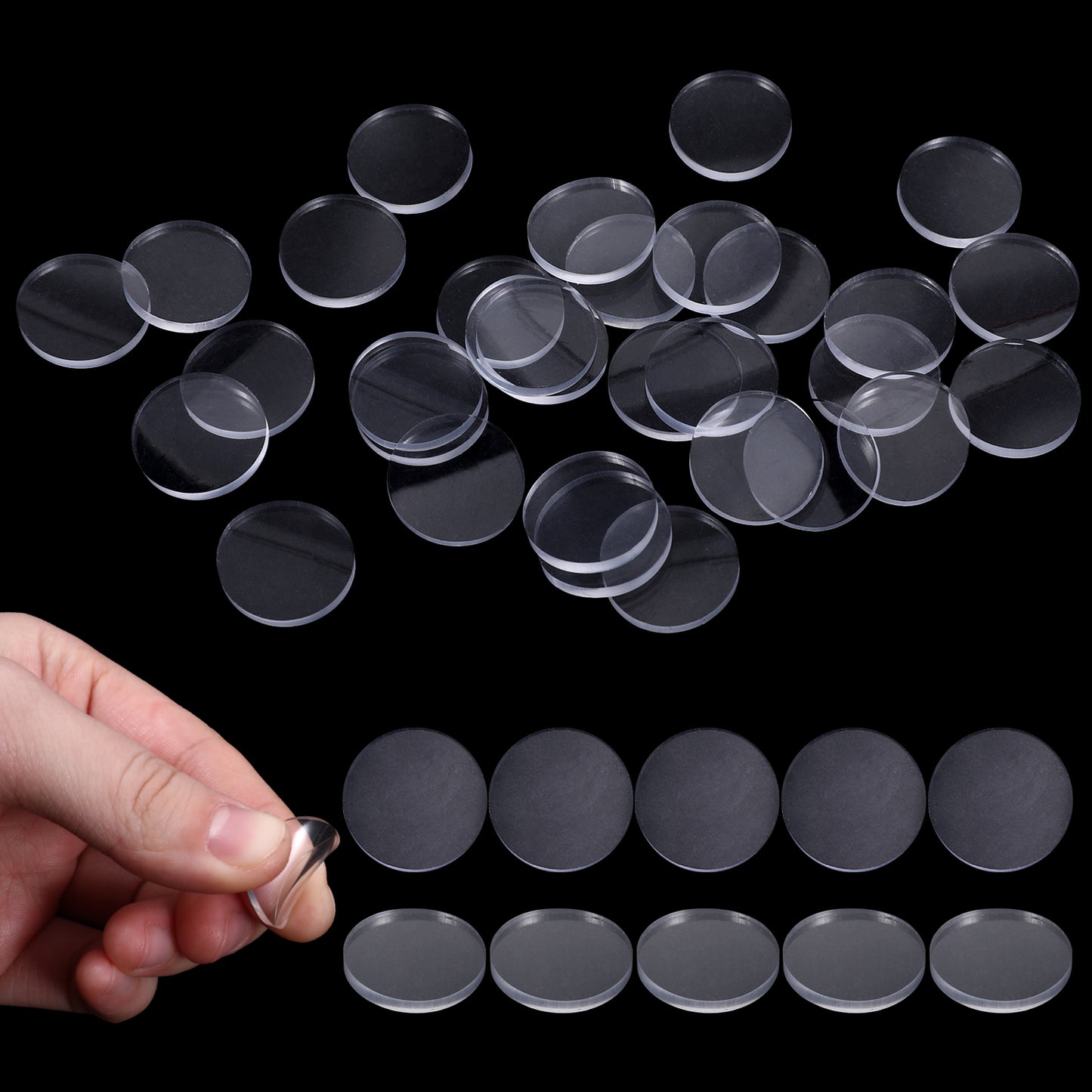 Mabor 50Pcs Glass Table Top Anti Slip Pads, Round Glass Table Top Bumpers Rubber Grippers for Kitchen Cabinets Laptop Supplies 3mm Thickness