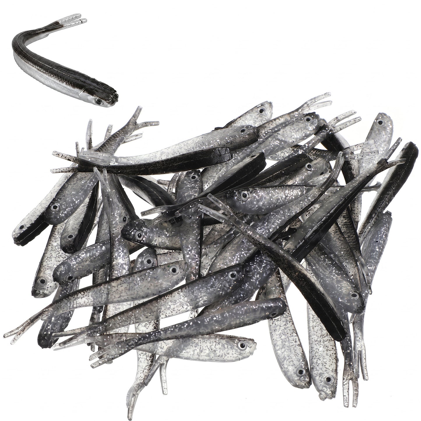 Matwsec 50 PCS Soft Fishing Lure Soft Plastic Baits Swim Bait for Saltwater and Freshwater Bass Crappie Walleye Trout Lures