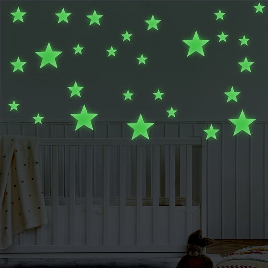 Ymapinc Glow in The Dark Ceiling Stickers, Large Glowing Stars for Ceiling 3D Room Wall Decor Ceiling Stars Room Wall Bedroom Green (27pcs)