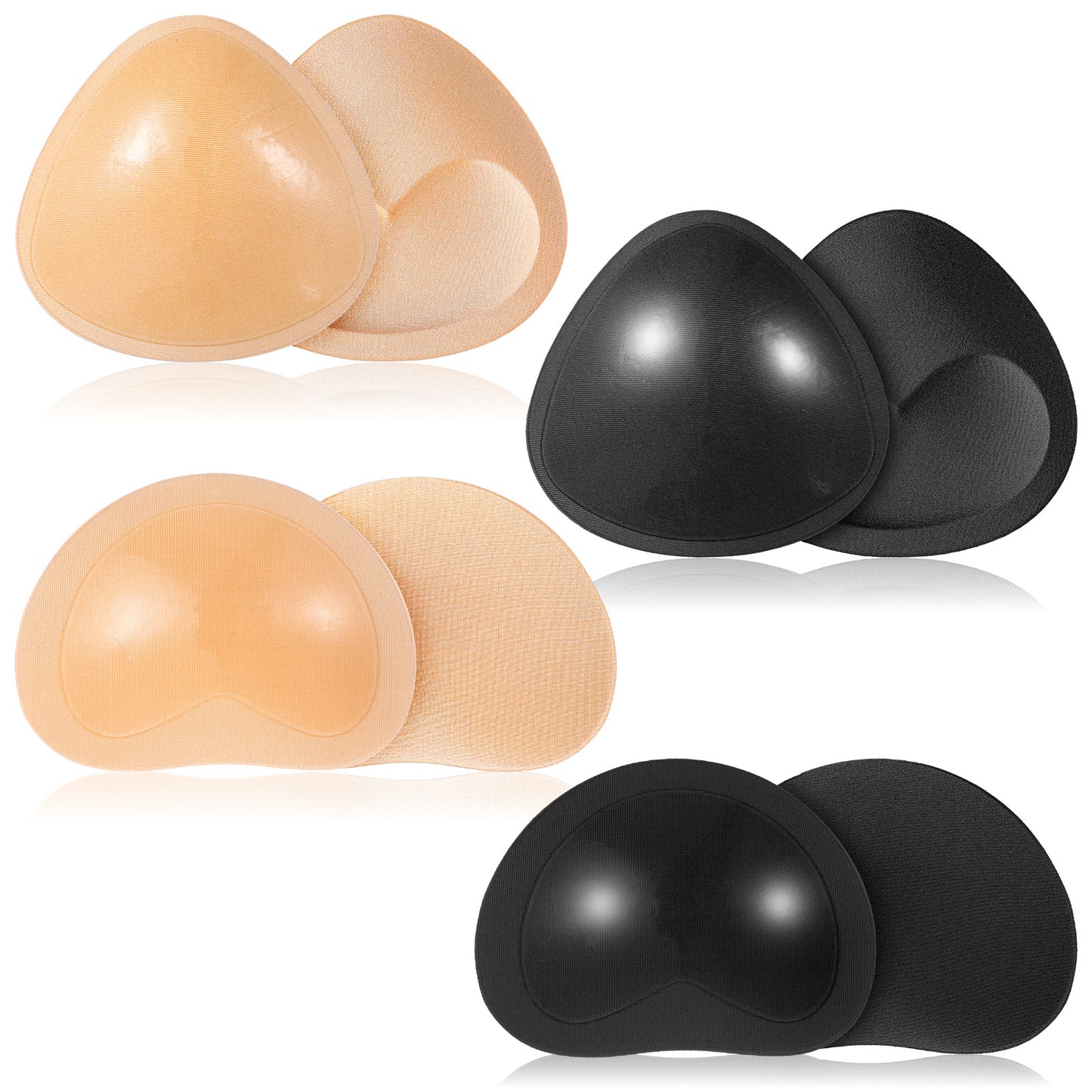 Nogeqi 4 Pairs Bra Insert Pads, Triangle Sports Bra Pads Inserts, 2 Shapes Bra Padding Insert, Lift Up Washable Bras Padding for Swimsuit Suit Dresses Bralettes