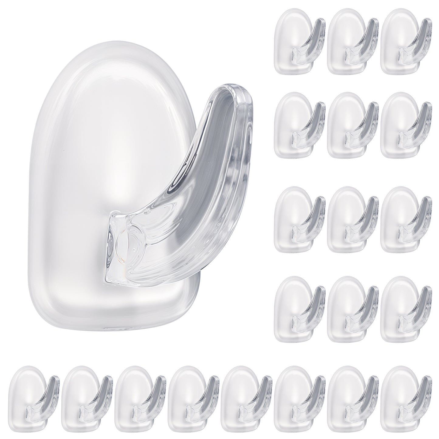 20 Pcs Clear Adhesive Hooks for Hanging, Transparent Sticky Non-Trace Wall Hooks, Small Acrylic Sticky Hangers with Non Marking Sticker for Kitchen Bathroom Bedroom Office
