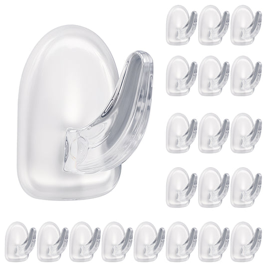 20 Pcs Clear Adhesive Hooks for Hanging, Transparent Sticky Non-Trace Wall Hooks, Small Acrylic Sticky Hangers with Non Marking Sticker for Kitchen Bathroom Bedroom Office