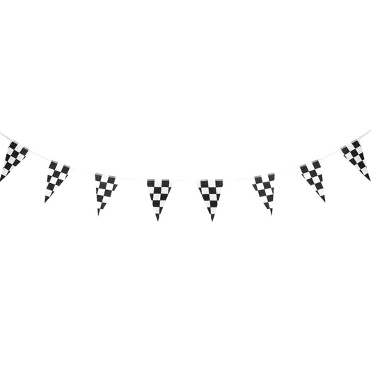 Tyqour Black and White Checkered Flag Banner, Double Sided Checkered Banner, Hanging Pennant Banner Flags, Car Flags Party Decorations, Monster Truck Birthday Party Decorations