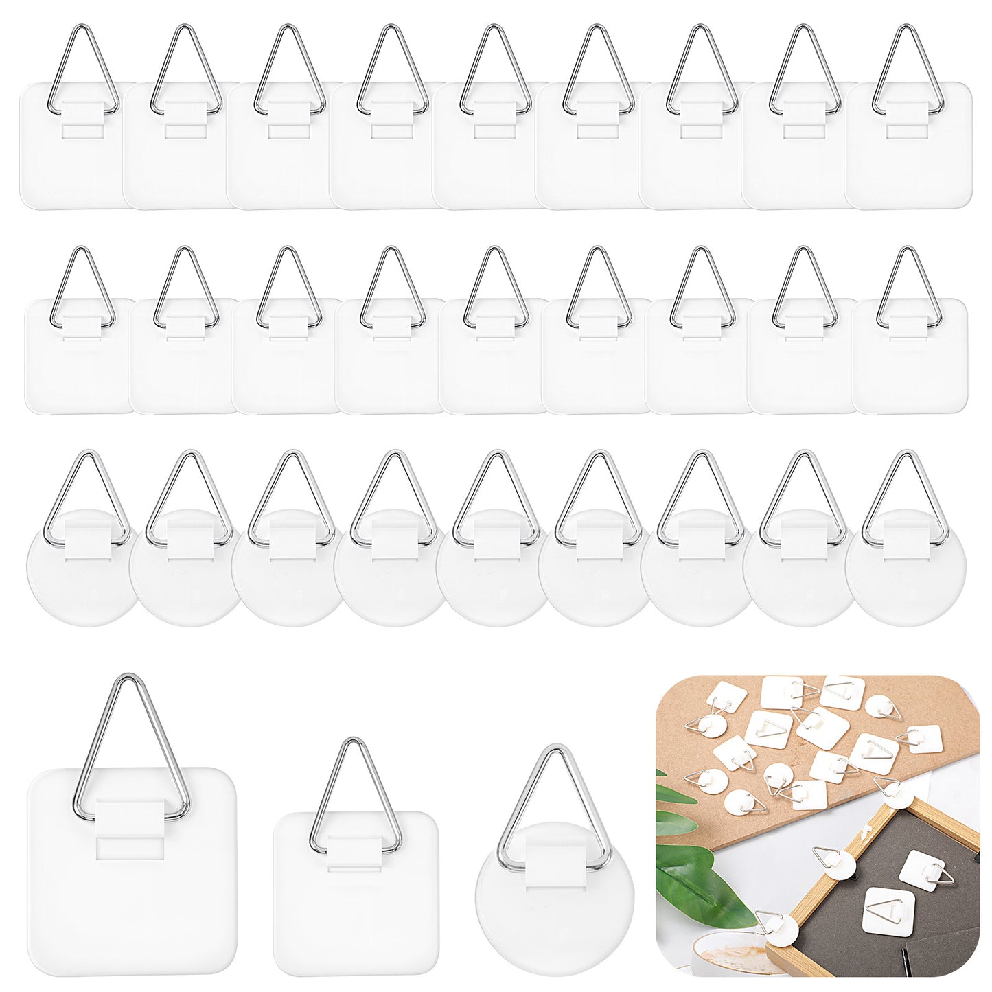 Nogeqi 30 Pcs Invisible Wall Plate Holder Picture Frame Hooks for Hanging Without Nails Adhesive Wall Picture Hanger Plate Holders for Displaying On Wall for Decorative Plates and Wall Art