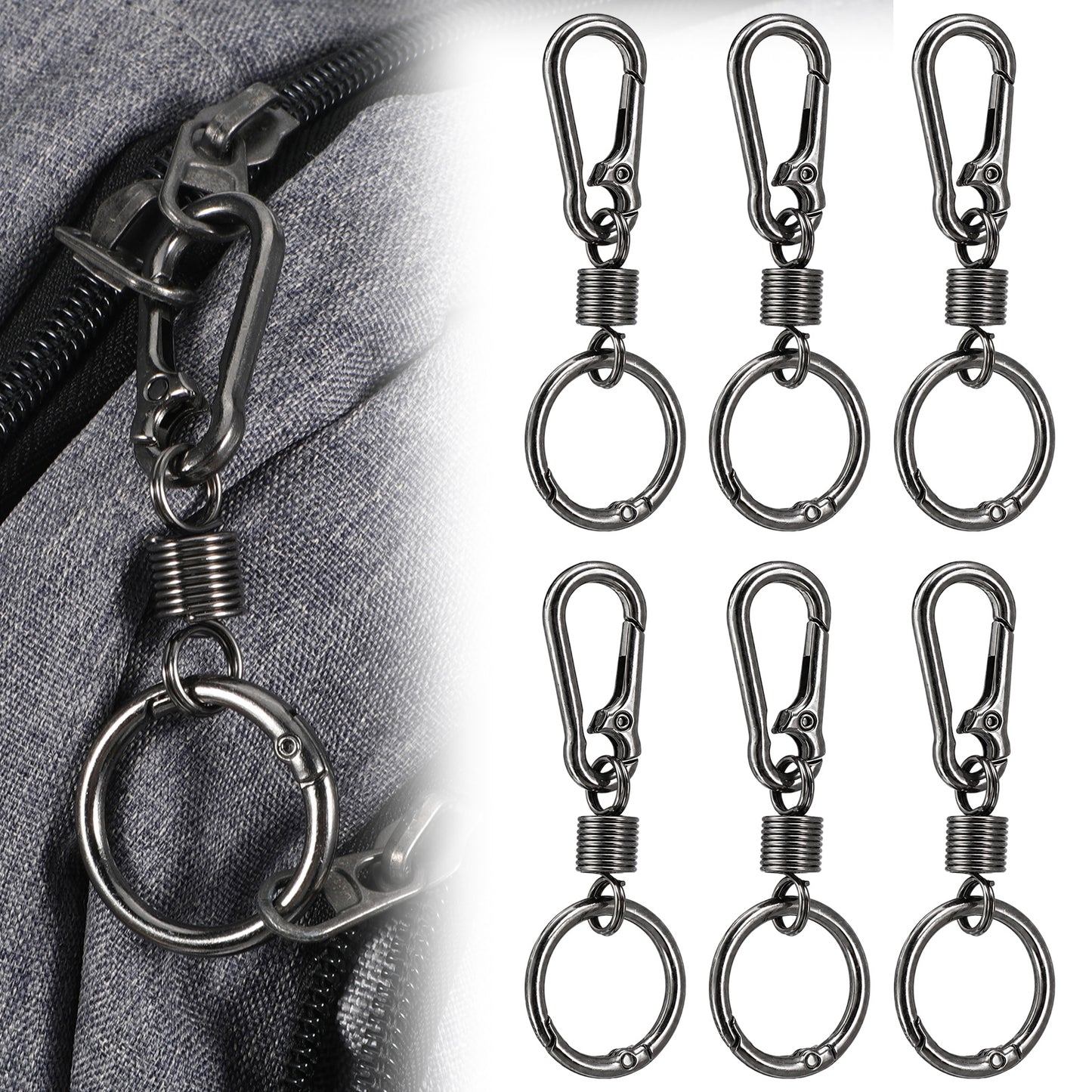 Chsoejuf 6PCS Zipper Clips Anti Theft Double Opening Spring Zippers Lock