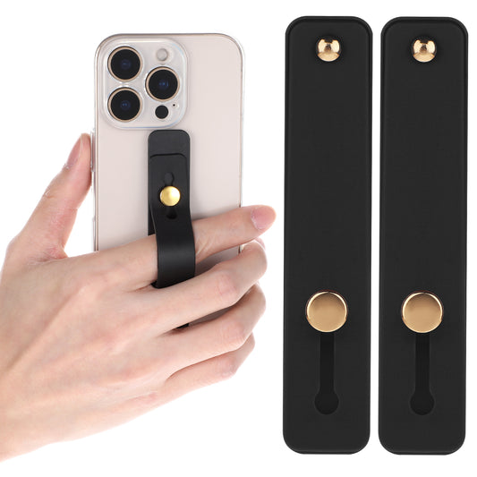 Ymapinc 2Pcs Phone Case Holder Strap, Phone Loops for Back of Phone Black Silicone Kickstand Cell Phone Strap Grip Holder for Most Mobile Phones and Cell Phone Case