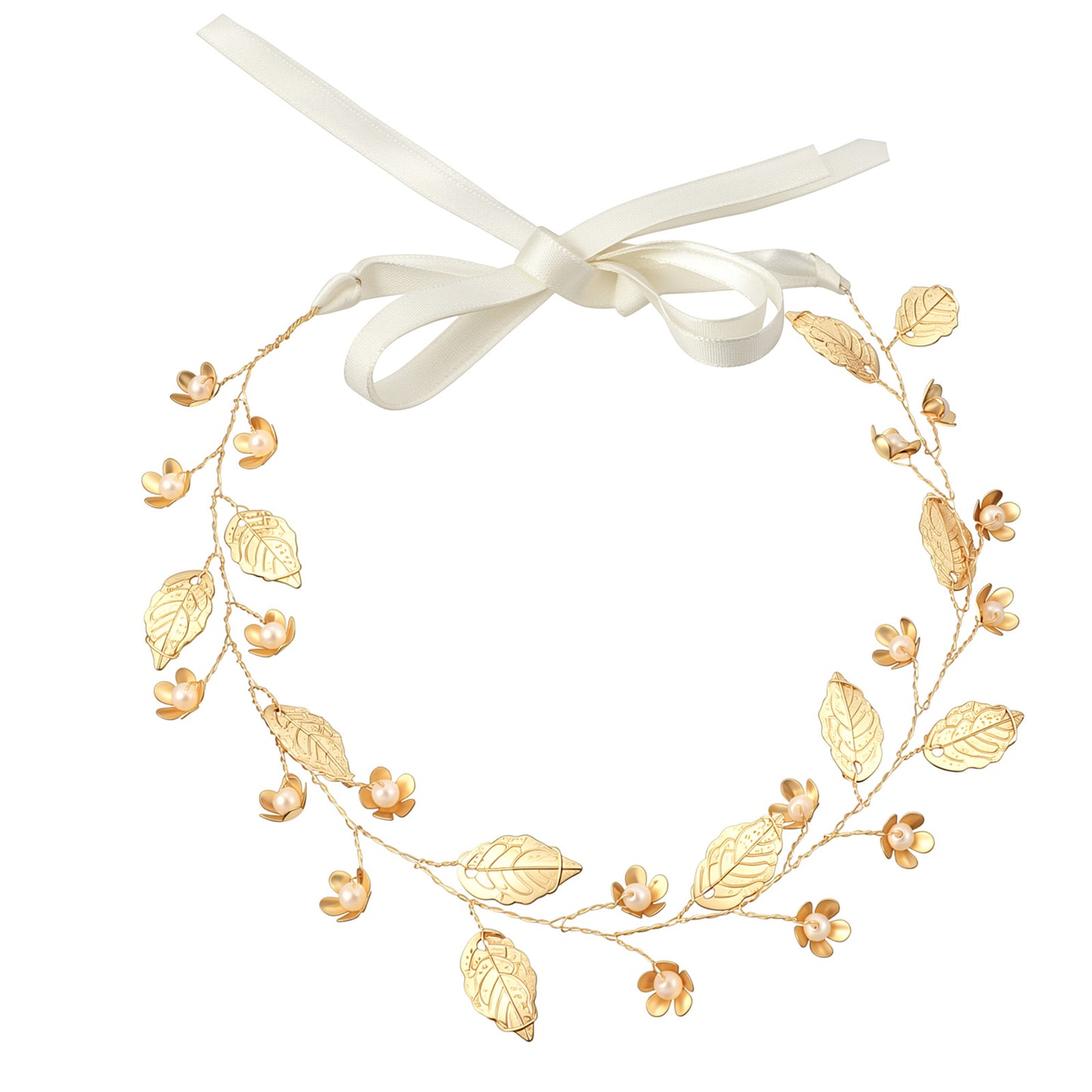 Nogeqi Gold Leaf Headband for Wedding,Gold Headpiece for Prom Elf Costume