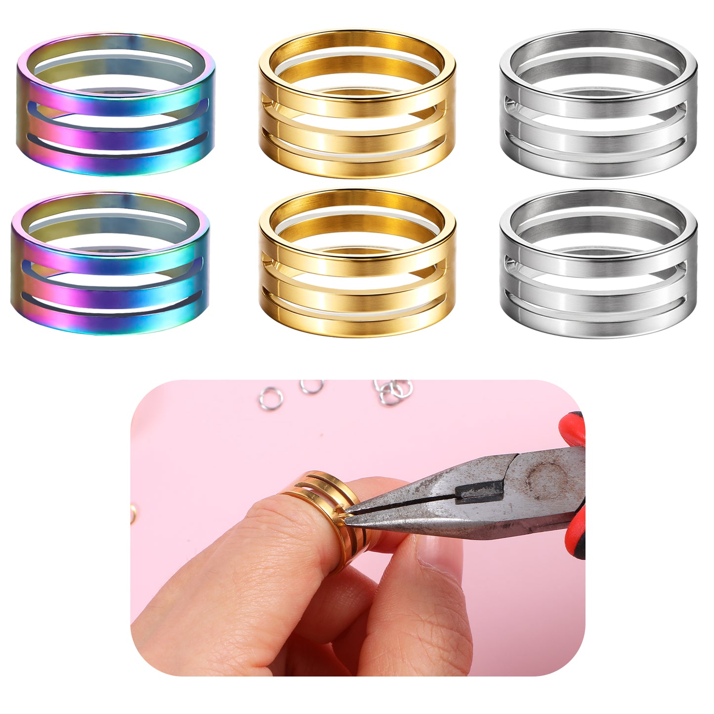 Tyqour 6pcs Jump Ring Opener Stainless Steel Jump Ring Opening Tools Opening Closing Rings Tool for Jump Rings Jewelry Making Supplies
