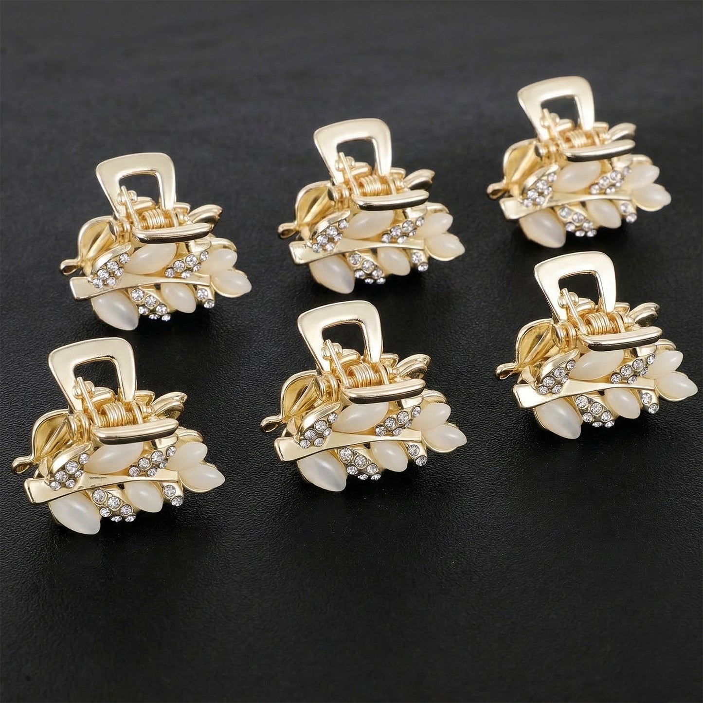 Shimmeroo 6Pcs Mini Hair Claw Clips,Rhinestone Small Hair Clips Metal Mini Hairs Claw Clip Decorative Hairs Accessories Clip for Women