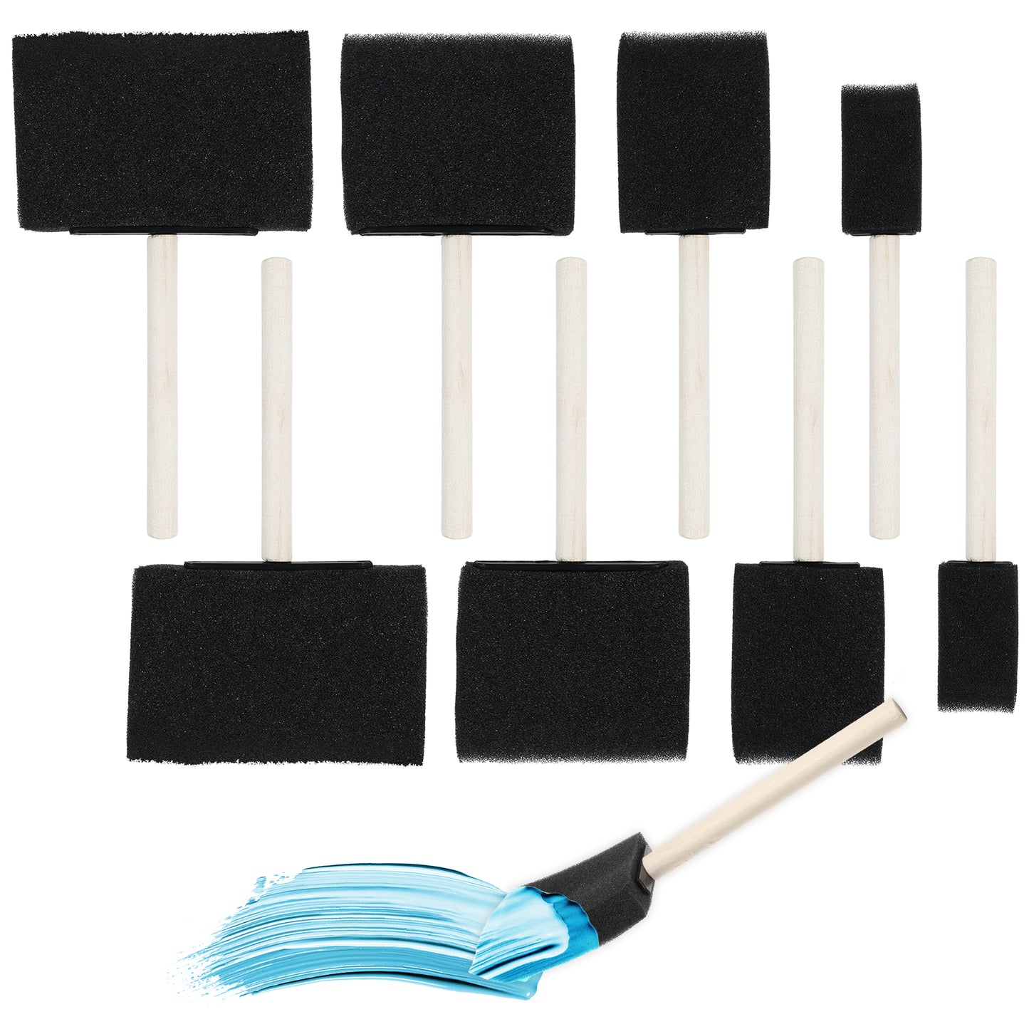 Nogeqi 8PCS Foam Paint Brushes, Wood Handle Sponge Brushes for Painting Staining Varnishes Details Crafts DIY, 4 Sizes(1 In, 2 In, 3 In, 4 In)