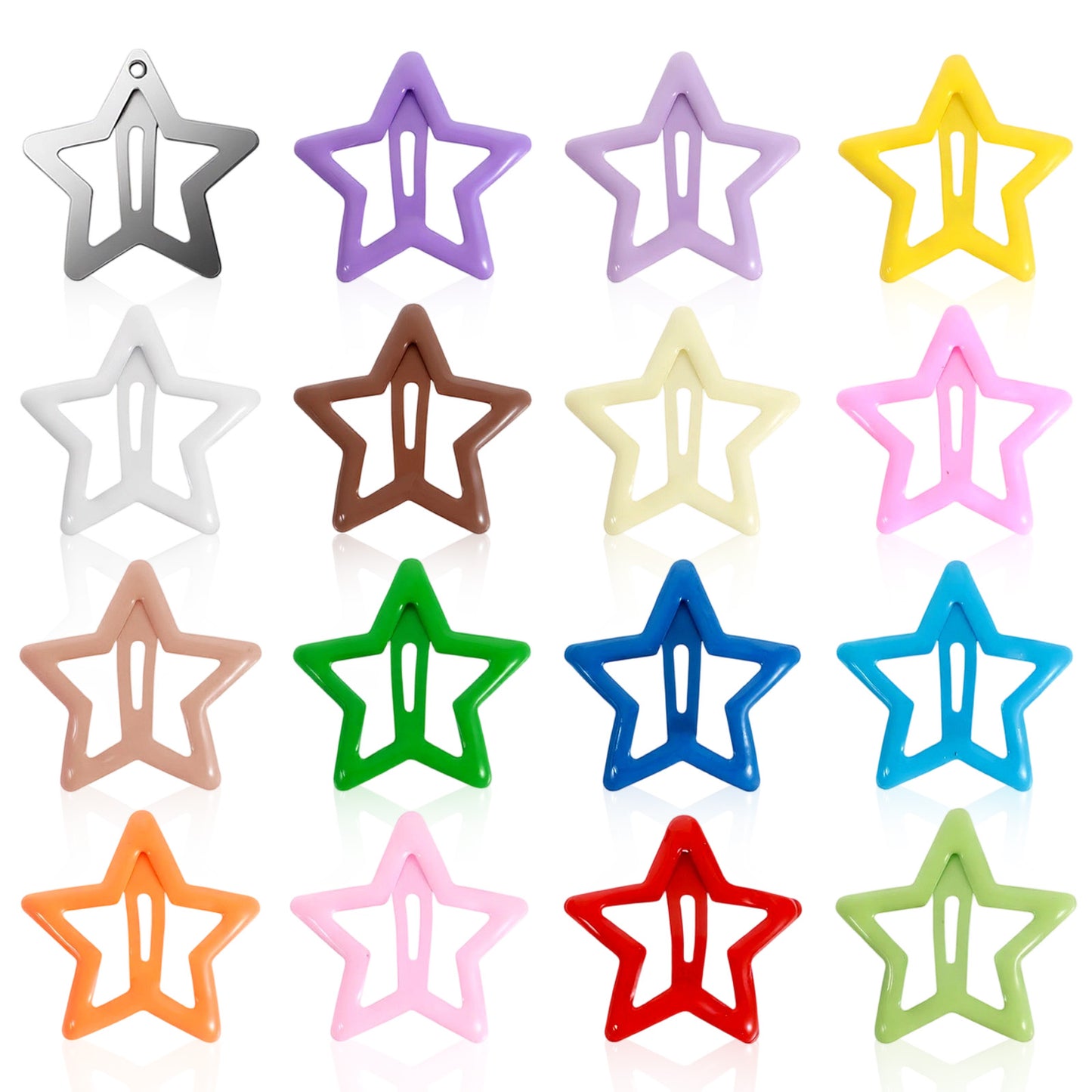 Tyqour 50 PCS Star Hair Clips, Cute Star Clips Hair Barrettes Y2k Rave Hair Accessories, 1.22" Metal Snap Hair Clips for Women Girls