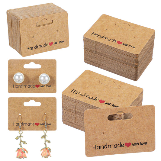 200 PCS Earring Cards for Selling Paper Earrings Tags with 2 Holes Earring Holder Cards Hanging Jewelry Display Card 1.96"× 1.37" Earrings Card Holder Set for Jewelry Ear Studs DIY Crafts(Brown)
