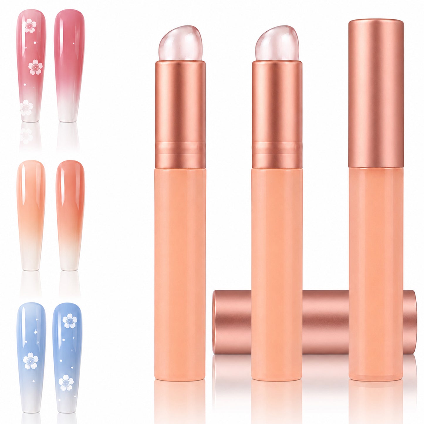 Matwsec 3 PCS Silicone Nail Tools for Ombre French Nails Gradient Brush