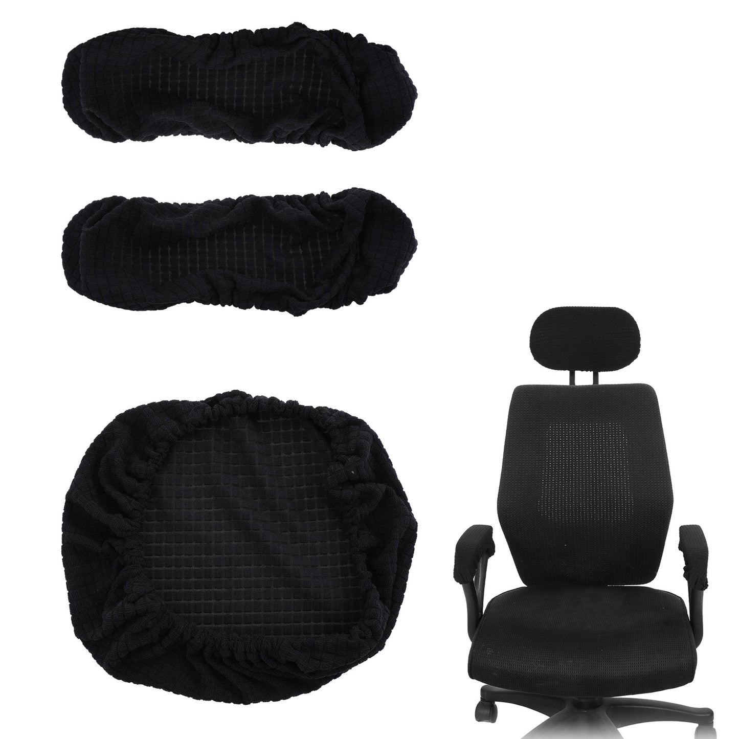 3 Pcs Office Chair Arm Covers Removable and Stretchable Armrest Protectors Stretch Universal Rotating Rolling Desk Chair Slipcover Washable for Desk and Computer Chairs Women Men Black