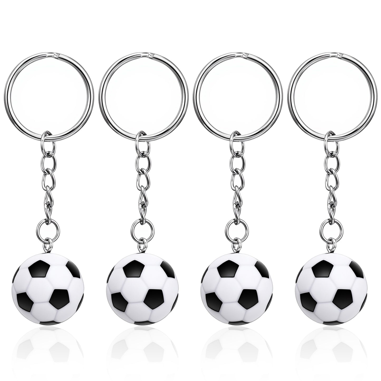 Shimmeroo 4Pcs Football Keyrings for Boys - Cute Mini Soccer Keychain Backpacks Charm Keychains Hanging Bag Key Ring, Sport Small Pendant Gifts for Men Women Football Fan