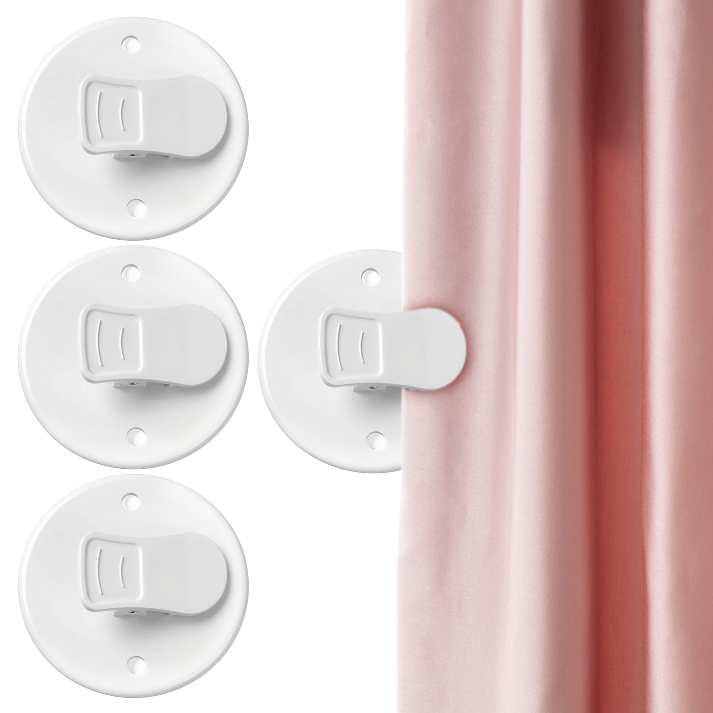 4PCS Shower Curtain Clips for Liner, Self Adhesive Shower Clips for Curtain, Windproof Curtains Holder for Home Inside Splash Water Wall (White)