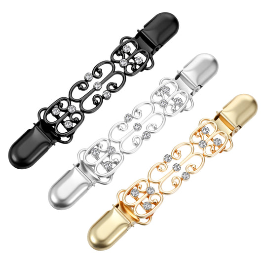 3 Pcs Waist Cincher Clip Vintage Dress Clips Back Cinch for Women Elastic Shawl Retro Sweater Cardigan Collar Clips Pant Waist Tightener Clothes Brooch Clip for Clothing Shirts