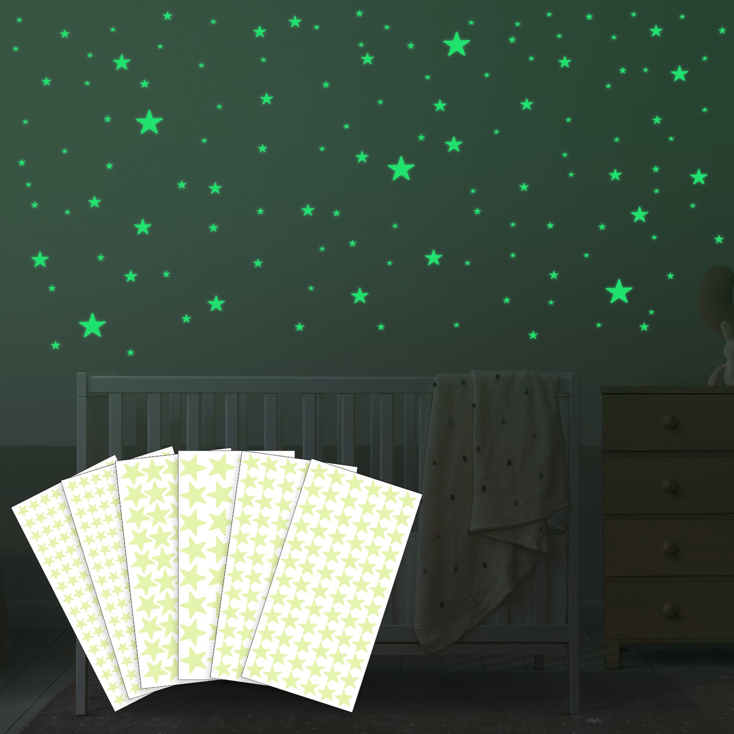 Nogeqi 6 Sheets 3D Glow in The Dark Stars Stickers 514PCS Glow in The Dark Wall Decals for Wall Decor, Ceiling Stars Stickers for Kids Bedding Room Decorations, Party Birthday Gift