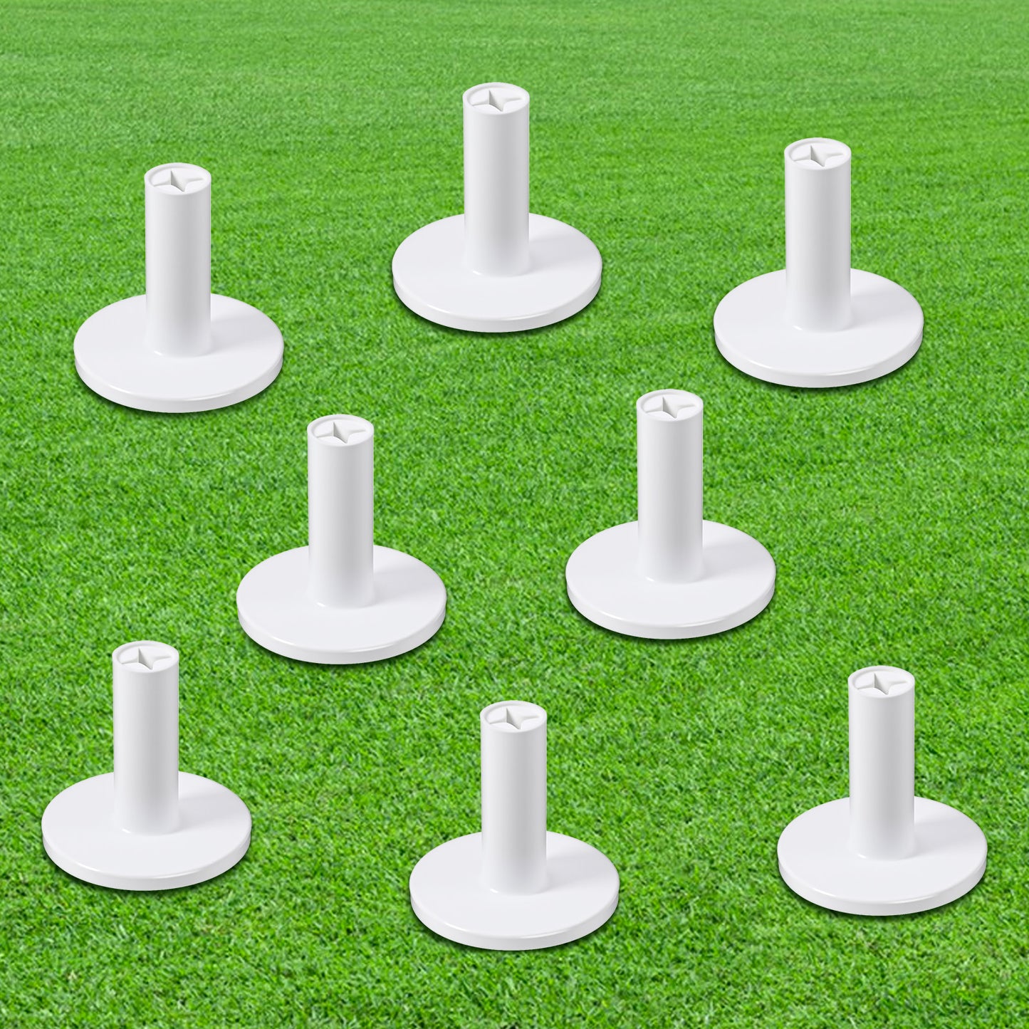 Xinjoduz 8PCS Rubber Golf Mat Tees 2 Inch High Driving Range Golfs Simulator Tee Holder, Unbreakable Indoor & Outdoor Golf Hitting off Mats Practice Accessories(White)
