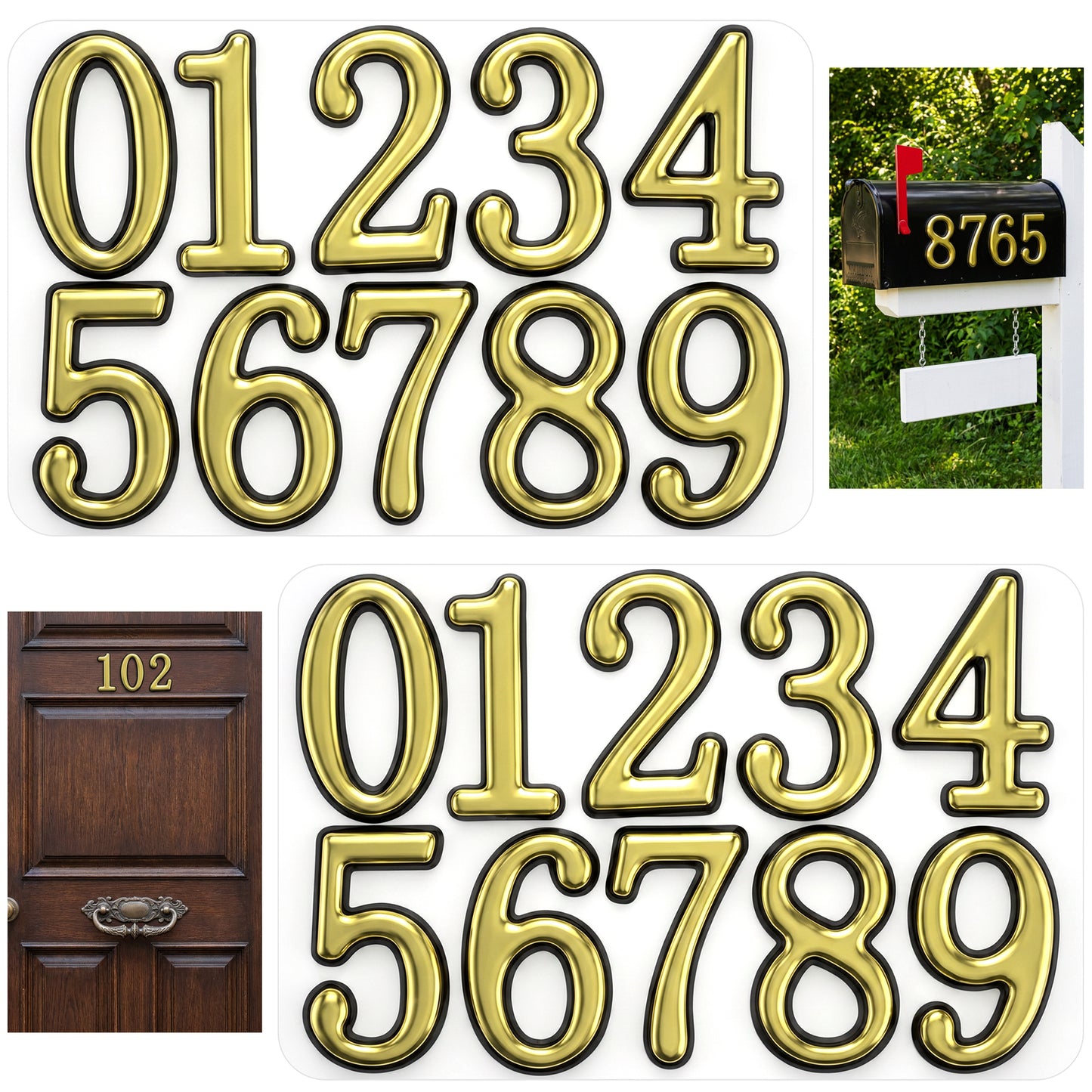 20PCS Mailbox Numbers for Outside, House Numbers 0-9, Self-Adhesive 3D Mail Box Number, Gold Mailbox Number Stickers for Mail Box, Apartment, House, Trash Bins,Office Hotel Room 2 Inch