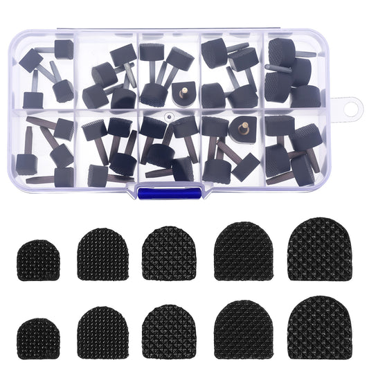21 Pcs High Heels Tips Replacement Shoes Repair Caps U Shape Heel Caps Shoe Heel Repair Kit for Women's Shoes with 1 Pry Nail Iron Sheet, 5 Sizes, 8,/9/10/11/12mm (Black)
