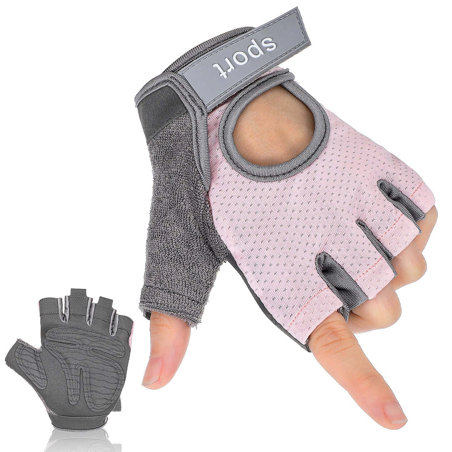 Xinjoduz 1 Pair Womens Weightlifting Gloves Fitness Gloves Women Female Workout Glove Full Palm Protection Breathable Exercise Glove for Gym Exercise Cycling Pull U.S Climbing Rowing (Pink)