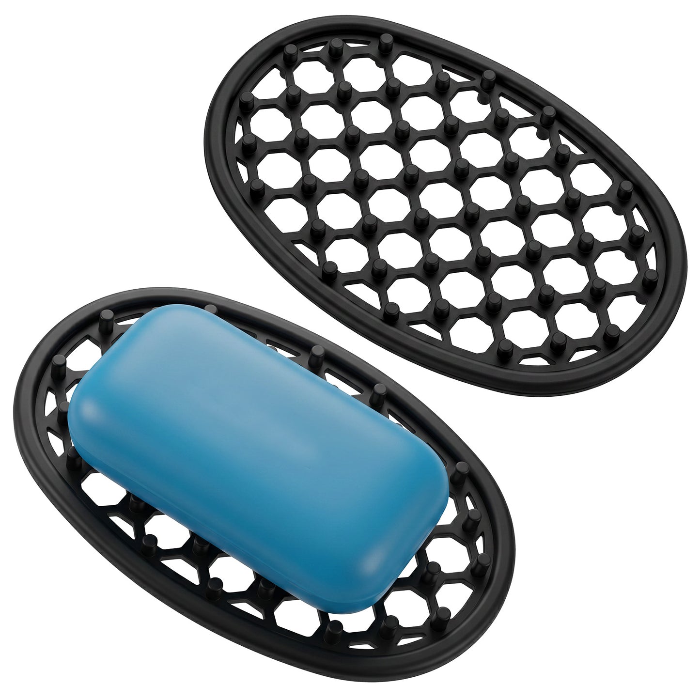 2Pcs Soap Dish For Shower, Travel Soap Case, Non-Slip Silicone Soaps Holder with Drainage Holes, Self Draining Soaps Dish for Bathroom and Kitchen, Marble Texture